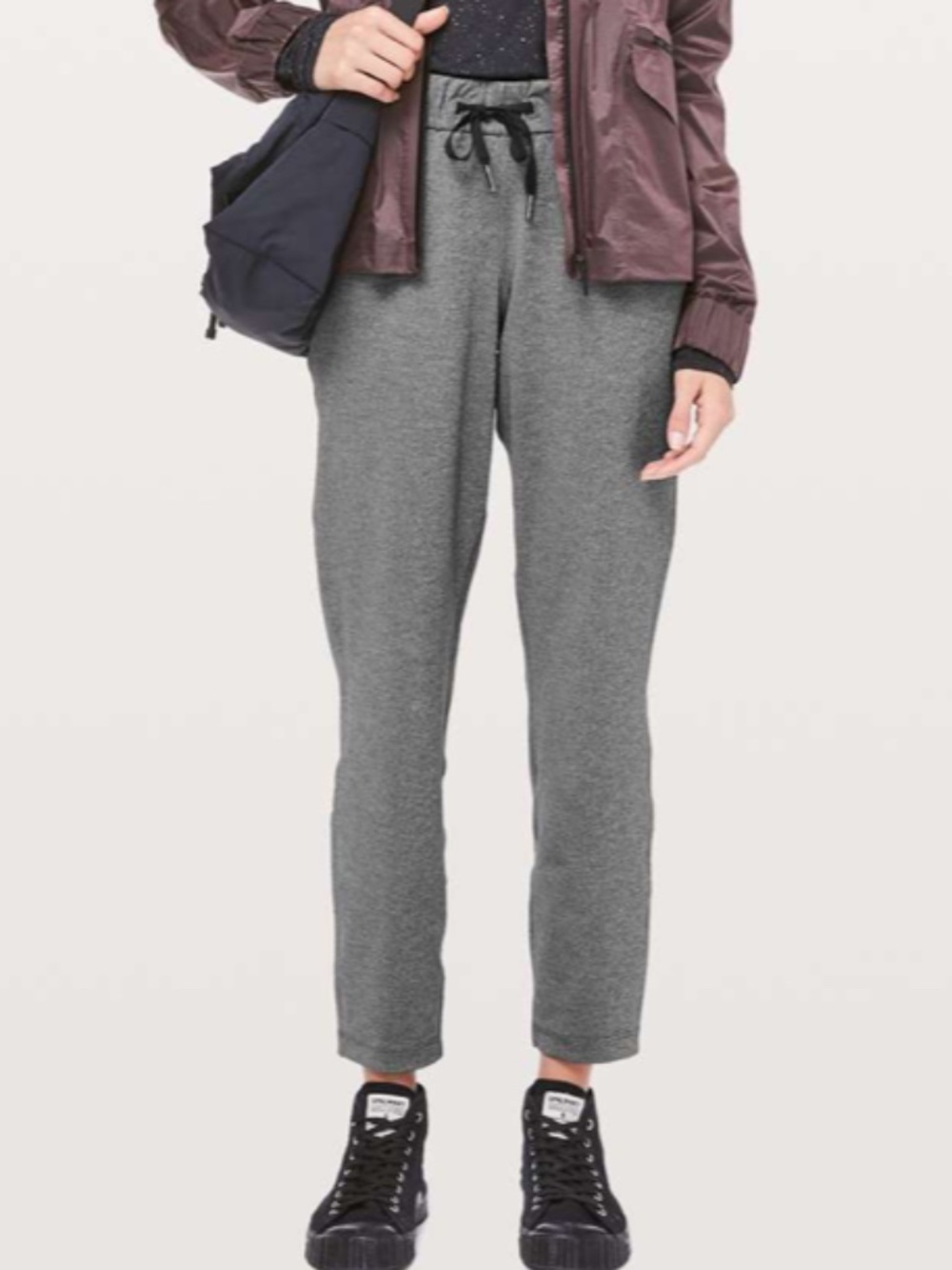 Lululemon On The Fly Pant 7/8 Heathered Gray 8 Athleisure Activewear Travel